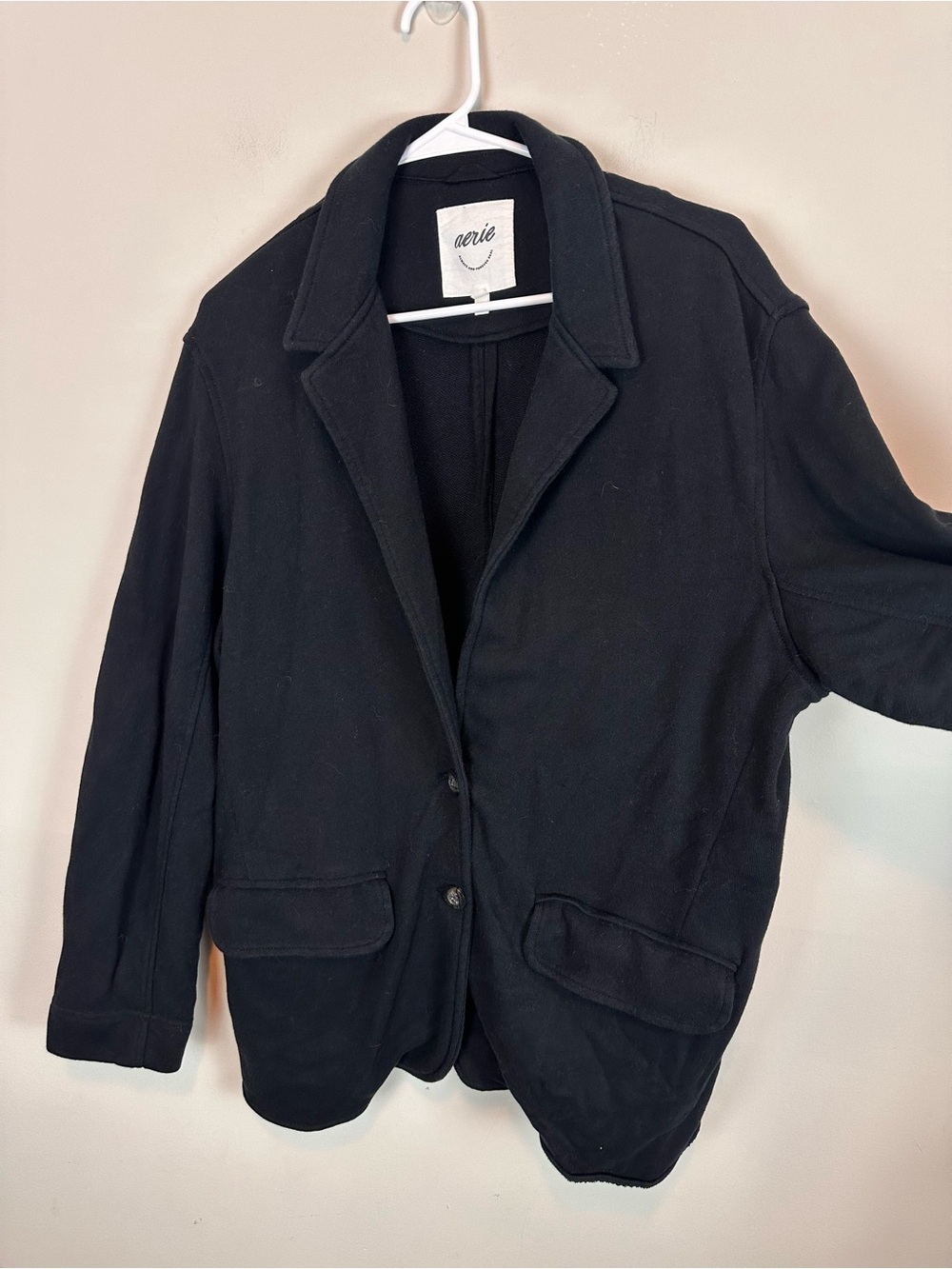 Aerie Fleece Blazer Black Oversized Jacket Women’s Large - Picture 3 of 9
